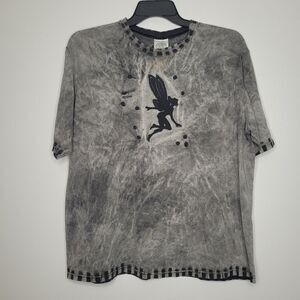 Allen Wickler Artwear Vintage Tie Dye Art Short Sleeve Shirt Fairy Mushroom